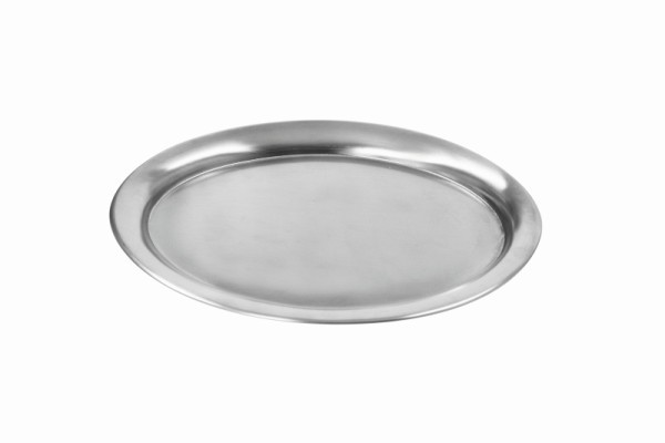 Plateau de service ovale Schneider 22 x 28,5 cm, acier inoxydable, avec bord à rebord, mat, 155043