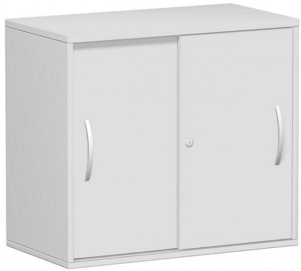 armoire à portes coulissantes geramöbel, étagère supérieure 25 mm, avec pieds réglables, verrouillable, 800x425x720, gris clair/gris clair, S-381501-LL