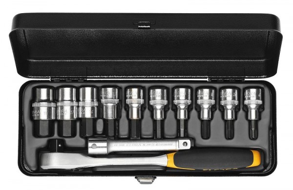 Jeu de clés à douilles ELORA 1/2 ", six pans creux, 12 pièces 4-19 mm, 770-KINMU, 0770550302000