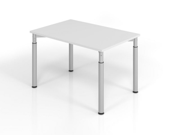 Bureau Hammerbacher YS12, 120 x 80 cm, plateau : gris, épaisseur 25 mm, chant épais en ABS, forme rectangulaire, argent, VYS12/5/S