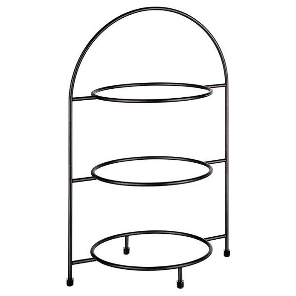APS support de service -INDUSTRIEL-, 29 x 19,5 cm, hauteur : 43 cm, métal, anthracite, pour 3 assiettes, anneau intérieur environ Ø 18 cm, 33209