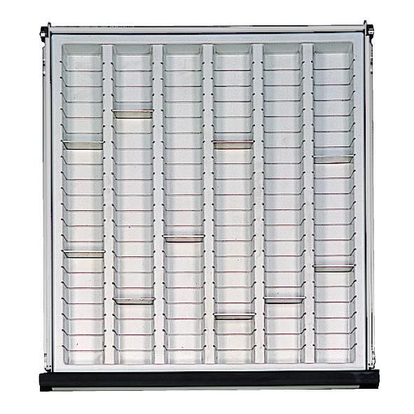 Insert en plastique ANKE à 6 cavités; pour tiroir 500 x 540 mm (LxP); à partir de la hauteur avant 90 mm; avec 10 compartiments, 903.073