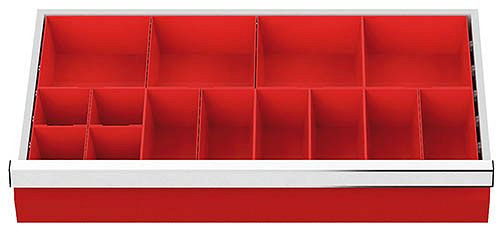Bedrunka+Hirth inserts de tiroir R 24-12, pour hauteur de panneau 50 mm, 4 x KTK 150 x 150 mm, 6 x KTK 75 x 150 mm, 08.88.34