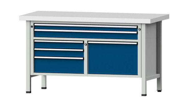 Établis ANKE établi à caissons, modèle 257 V, 1500 x 700 x 850 mm, RAL 7035/5010, KSP 50 mm, 304.118
