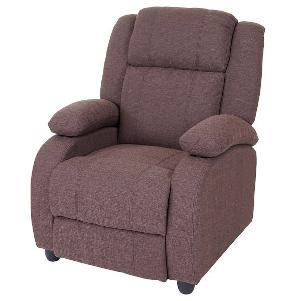 Fauteuil TV Mendler Lincoln, chaise longue inclinable, tissu/textile, acajou, 55085
