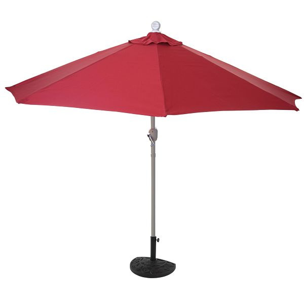 Parasol Mendler semi-circulaire Parla, demi-parasol balcon parasol, UV 50+ polyester/aluminium 3kg, 300cm bordeaux avec pied, 35136+35128