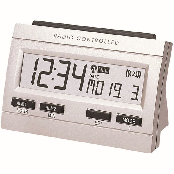 Réveil radio-piloté Technoline, horloge radio-pilotée DCF-77 avec possibilité de réglage manuel, dimensions : 102 x 69 x 48 mm, WT 87
