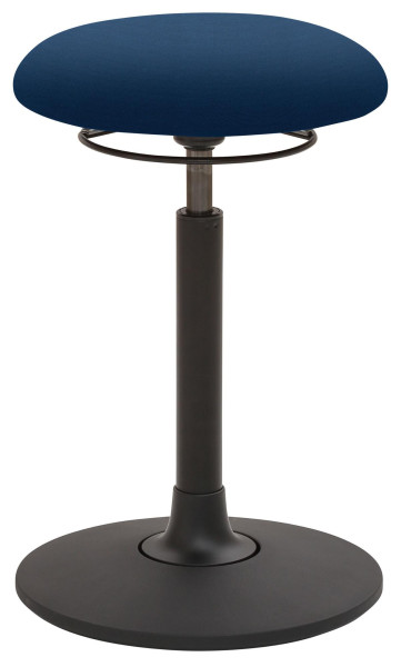 Mayer Sitzmöbel , siège en plaque ronde, rembourré, avec anneau de déclenchement noir, hauteur d'assise 58 - 83 cm, bleu foncé, 1166_30326
