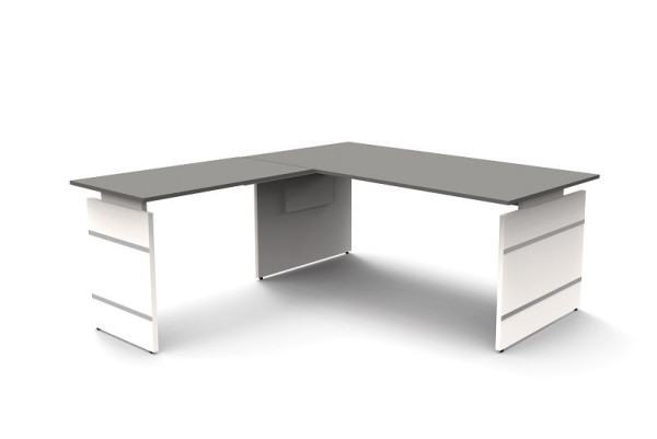 Bureau d'appoint Kerkmann réglable en hauteur L 1800 x P 800 x H 680-760 mm, forme 4, couleur : graphite, 11465512