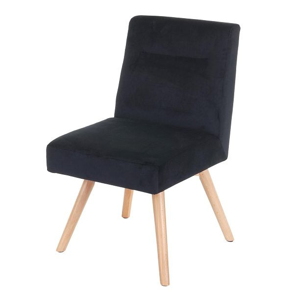Chaise de salle à manger Mendler HWC-F38, chaise de cuisine, velours design rétro, noir, 69532