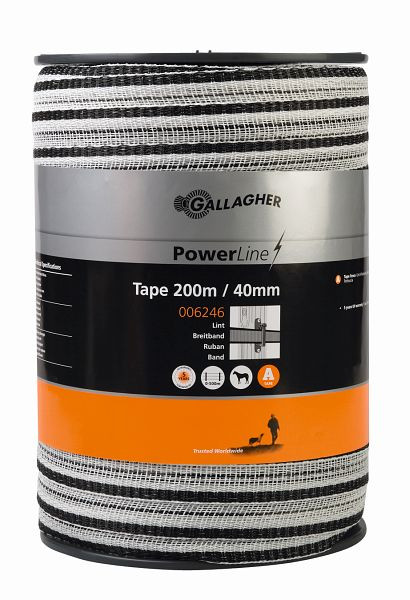 Gallagher PowerLine haut débit 40 mm 200 m blanc, 006246