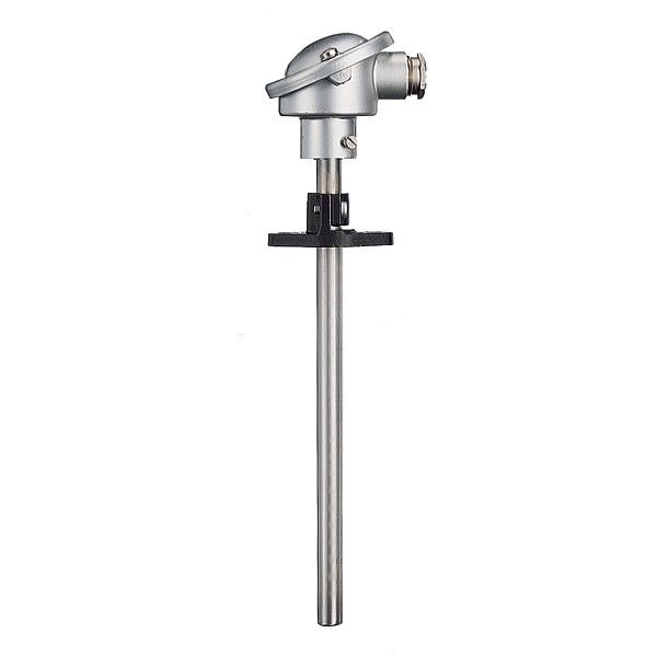 Thermocouple JUMO avec tête de raccordement, 2xNiCr-Ni, 22x710mm, bride, -200 à + 1150 °C, 00054842