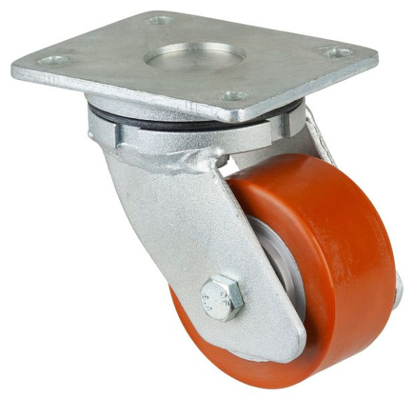 Roues BS Roulette robuste, largeur de roue 50 mm, roue Ø 100 mm, capacité de charge 400 kg, bande de roulement polyuréthane coulé 95 Shore A, roue coulée, roulement à billes, RR100.C10.101