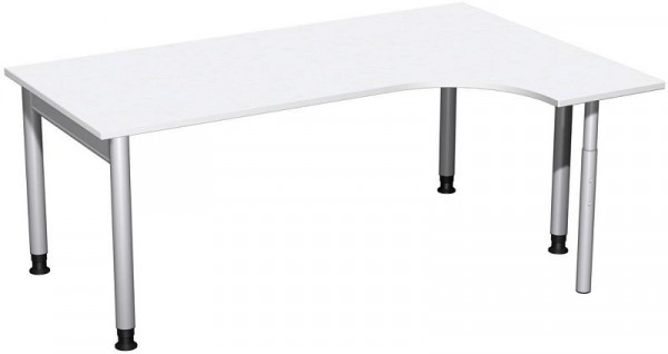 Bureau PC geramöbel droit, réglable en hauteur, 1800x1200x680-820, blanc/argent, N-657323-WS