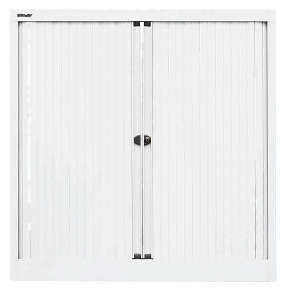 Armoire à volet roulant Bisley EuroTambour, 2 étagères, 2,5 OH, L 1000 mm, volet roulant blanc signalisation, corps blanc signalisation, ET410102SPWW696