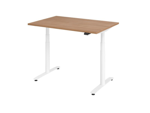 Hammerbacher bureau assis-debout électrique 120x80cm noyer/blanc, VXDLR12/N/W