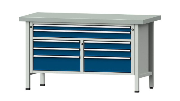 Établis ANKE Établi en caisson, modèle 259 V, 1500 x 700 x 850 mm, RAL 7035/5010, ZBP 50 mm, 304.158