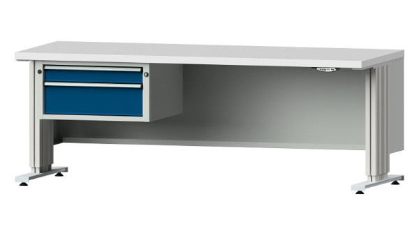 Établis ANKE table de travail LIFT avec sous-structure, modèle 521 VL, 2000 x 800 x 740-1140 mm, RAL 7035/5010, KSP 40 mm, 405.311