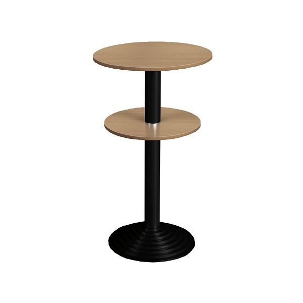 Table de bar Bisley MULTI Desking, ronde, 2 panneaux, noir, 38 mm, décor hêtre BC, H 740 x P 600 mm, SR206BC333