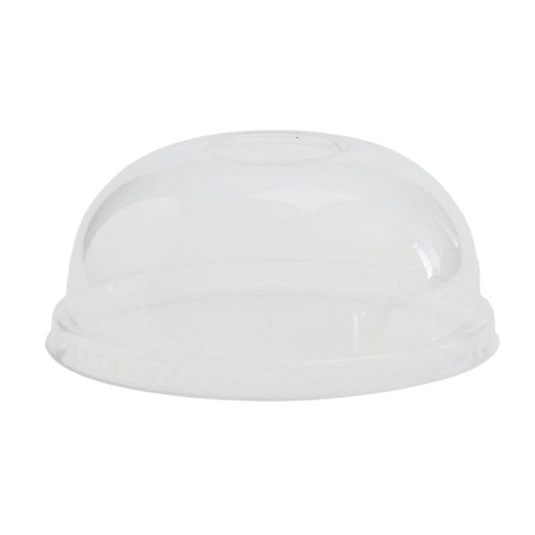 Couvercles bombés compostables Vegware pour pots à soupe et gobelets universels 35 / 45,4cl, UE: 500 pièces, GH168