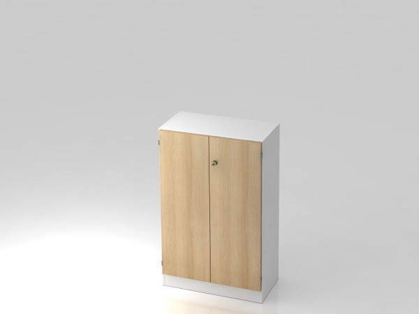 Armoire Hammerbacher 3OH avec panneau de base poignée rayée blanc/chêne, 80x42x127 cm (LxPxH), V6550/W/E/SG