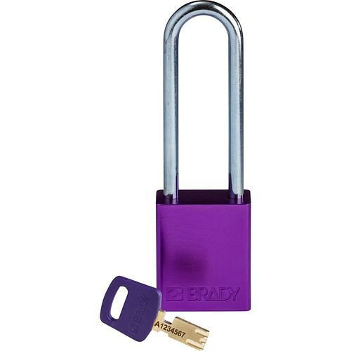 Cadenas Brady SafeKey, aluminium transparent, hauteur de l'anse 76,20 mm, violet, 311997