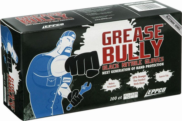 Gants jetables Kunzer en nitrile noirs "GREASE BULLY" taille M, paquet de 100, GREASE BULLY M