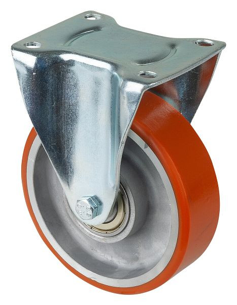 Rouleau de transport BS rollers, rouleau fixe, largeur de roue 38 mm, roue Ø 125 mm, capacité de charge 300 kg, polyuréthane coulé, corps de roue en aluminium, roulement à billes, LB510.B90.125