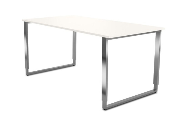Bureau réglable en hauteur Kerkmann avec structure en fer, Aveto, L 1600 x P 800 x H 680-820 mm, blanc, 114513.1