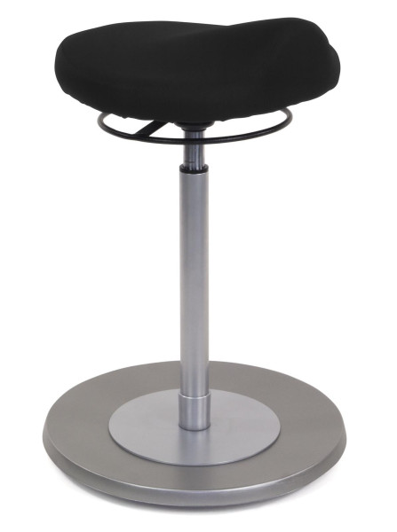 Tabouret Mayer Sitzmöbel avec assise confort de forme ergonomique, plaque de base couleur acier inoxydable, hauteur d'assise 54 - 80 cm, noir brillant, 1101_EF_30572