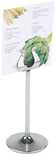 Support pour cartes de banquet APS, Ø 7,5 cm, hauteur : 29 cm, acier inoxydable, poli, 71461