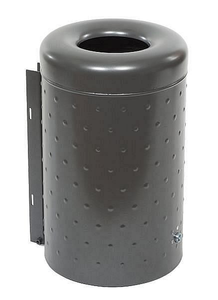 Conteneur à déchets rond Renner d'environ 50 L (exécution en tôle à fossettes), avec vidage par le bas, galvanisé à chaud et revêtement par poudre, gris anthracite, 7008-10PB 7016