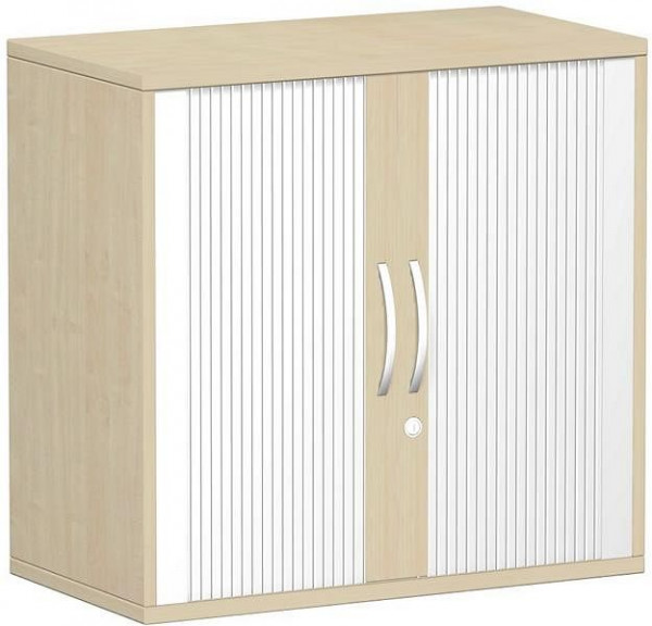 geramöbel panneau supérieur d'armoire à volets roulants 25 mm, avec pieds, verrouillable, 800x425x798, argent/érable, S-382117-SA