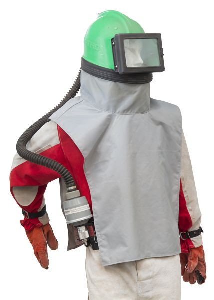 Masque de protection (casque) ELMAG complet type 'Astro' M06 pour machines de sablage, avec ceinture abdominale avec unité de commande et filtre à charbon actif, 22380