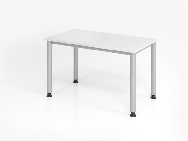 Bureau Hammerbacher HS612, 120 x 67 cm, plateau : blanc, épaisseur 25 mm, chant ABS 2 mm, forme rectangulaire, VHS612/W/S