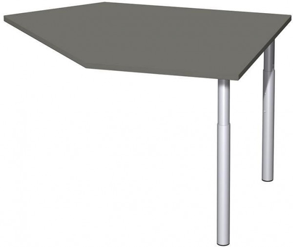 table d'extension de données geramöbel à droite avec pieds de support, matériel de liaison inclus, réglable en hauteur, 1060x1225x680-820, graphite/argent, N-657105-GS