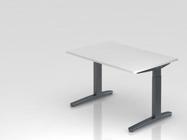 Bureau Hammerbacher pied C 120x80cm blanc/graphite, forme rectangulaire, VXB12/W/GG