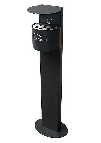 Cendrier sur pied Renner demi-rond avec plaque de base stable, pour installation libre, support carré, galvanisé et revêtu, bleu cobalt, 7067 S-00 PB 5013