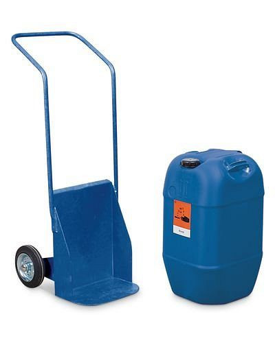 Camion ballon DENIOS BK-60, peint en bleu, pneus en caoutchouc plein, pour conteneurs jusqu'à 60 litres, électriquement conducteur, 181-316