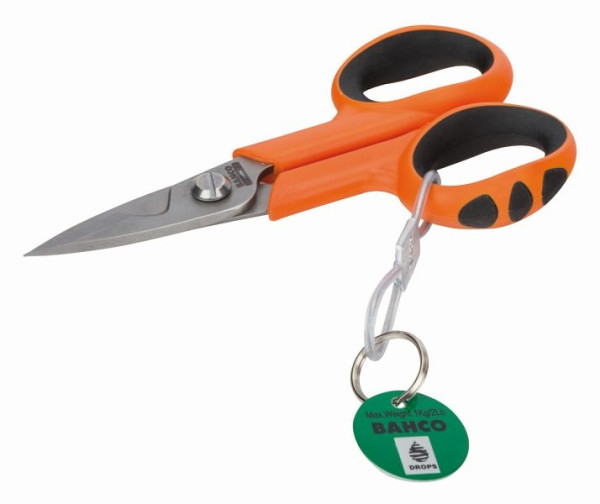 Ciseaux d'électricien Bahco avec boucle métallique pour la fixation, TAHSCB140G