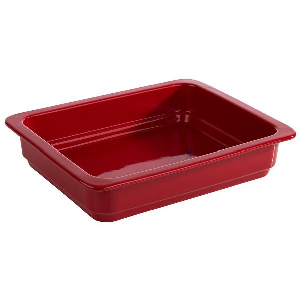 Récipient APS GN 1/2, 32,5 x 26,5 x 6 cm, porcelaine, rouge, résistant à la chaleur jusqu'à 220°C, 3,4 litres, 82276