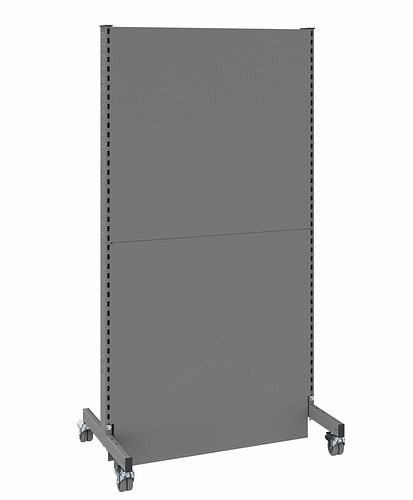 Cloison acoustique mobile DENIOS, champ de base, L 1000, H 2000 mm, tôle perforée acoustique d'un côté, grise, 293063