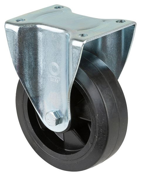 Roulette robuste BS Wheels, roulette fixe, largeur de roue 50 mm, Ø roue 160 mm, capacité de charge 250 kg, bandages élastiques noirs, plastique, roulement à rouleaux, L610.B60.160