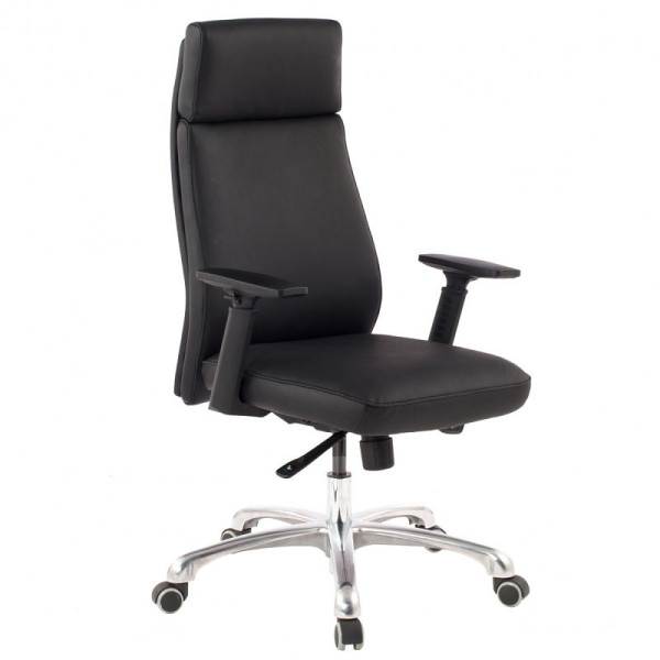 Amstyle chaise de bureau Porto en cuir véritable noir ergonomique avec appui-tête, SPM1.800