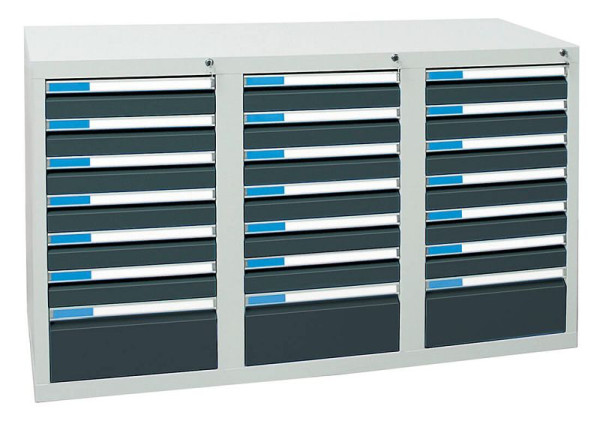 armoire à tiroirs émoussés série ESTA, RAL 7035/7016, 21 tiroirs (18x100, 3x200 mm), 7603271