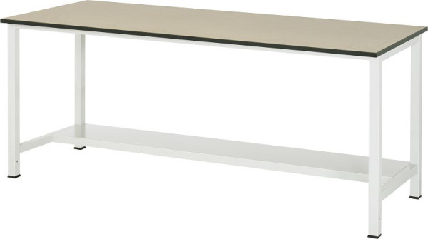 Table de travail RAU série 900, L2000xP800xH825mm, plan de travail en MDF (panneau de fibres de moyenne densité), épaisseur 22mm, avec étagère en bas, profondeur 320mm, 03-900-3-F22-20.12