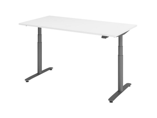 Hammerbacher bureau assis-debout électrique 160x80cm blanc/graphite, VXDLR16/W/G