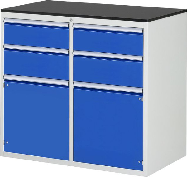 Armoire à tiroirs RAU 7000, 1145x650x1030mm, gauche : H180, H210mm, porte battante, droite : H180, H210mm, porte battante, revêtement en résine mélamine, 03-LL7.1.1AM.11