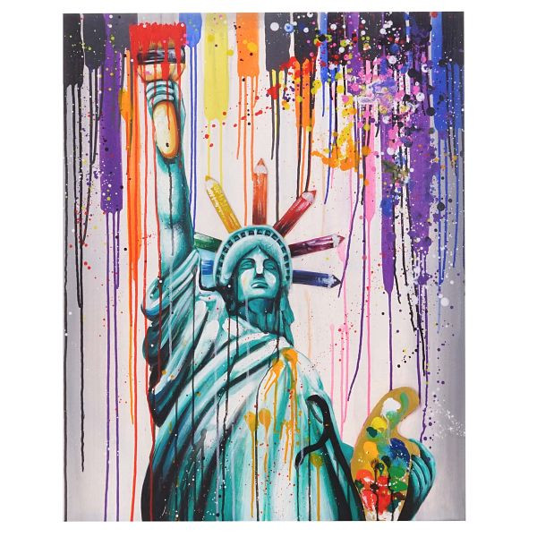 Mendler peinture à l'huile Statue de la Liberté, 100% peinture murale 3D peinte à la main XL, 100x80cm, 44719
