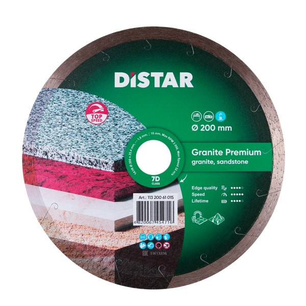 Disque à tronçonner diamanté Distar 1A1R 200 Granite Premium, 11320061015